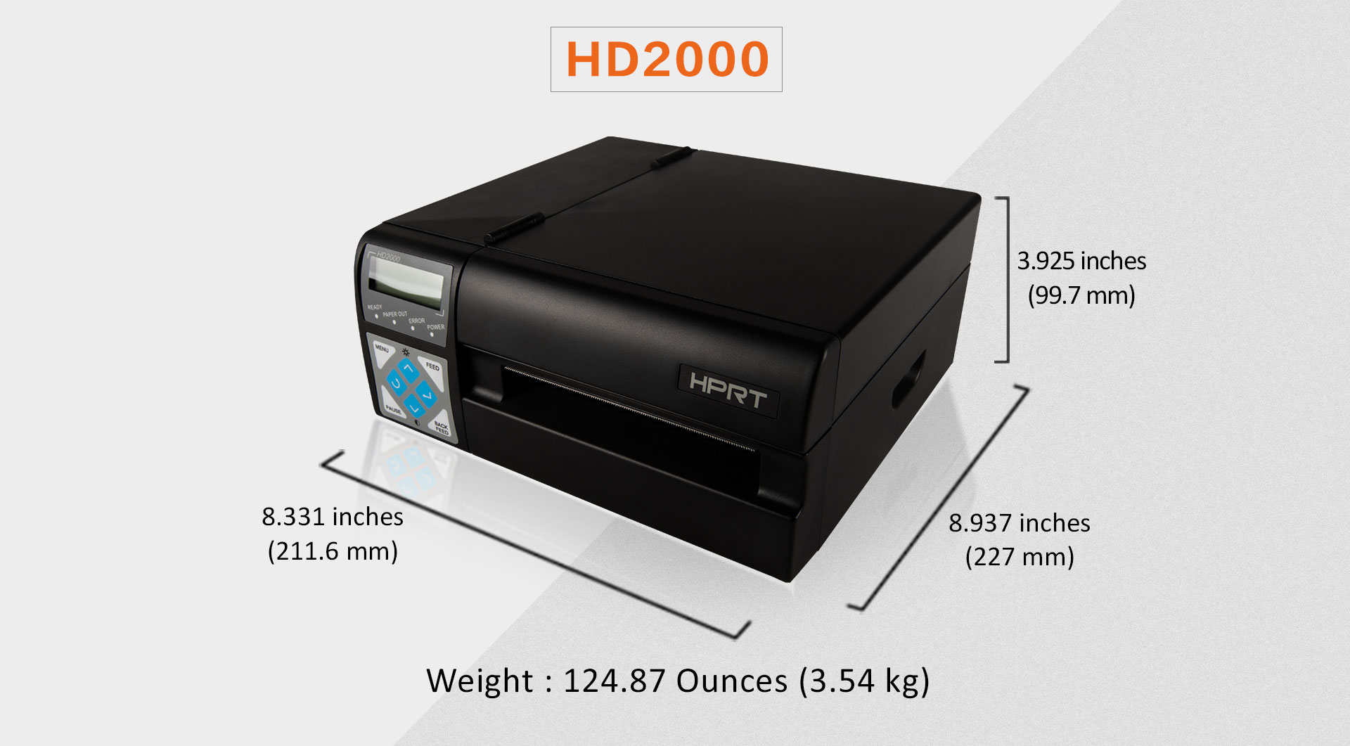 HPRT HD2000 sizes and weight