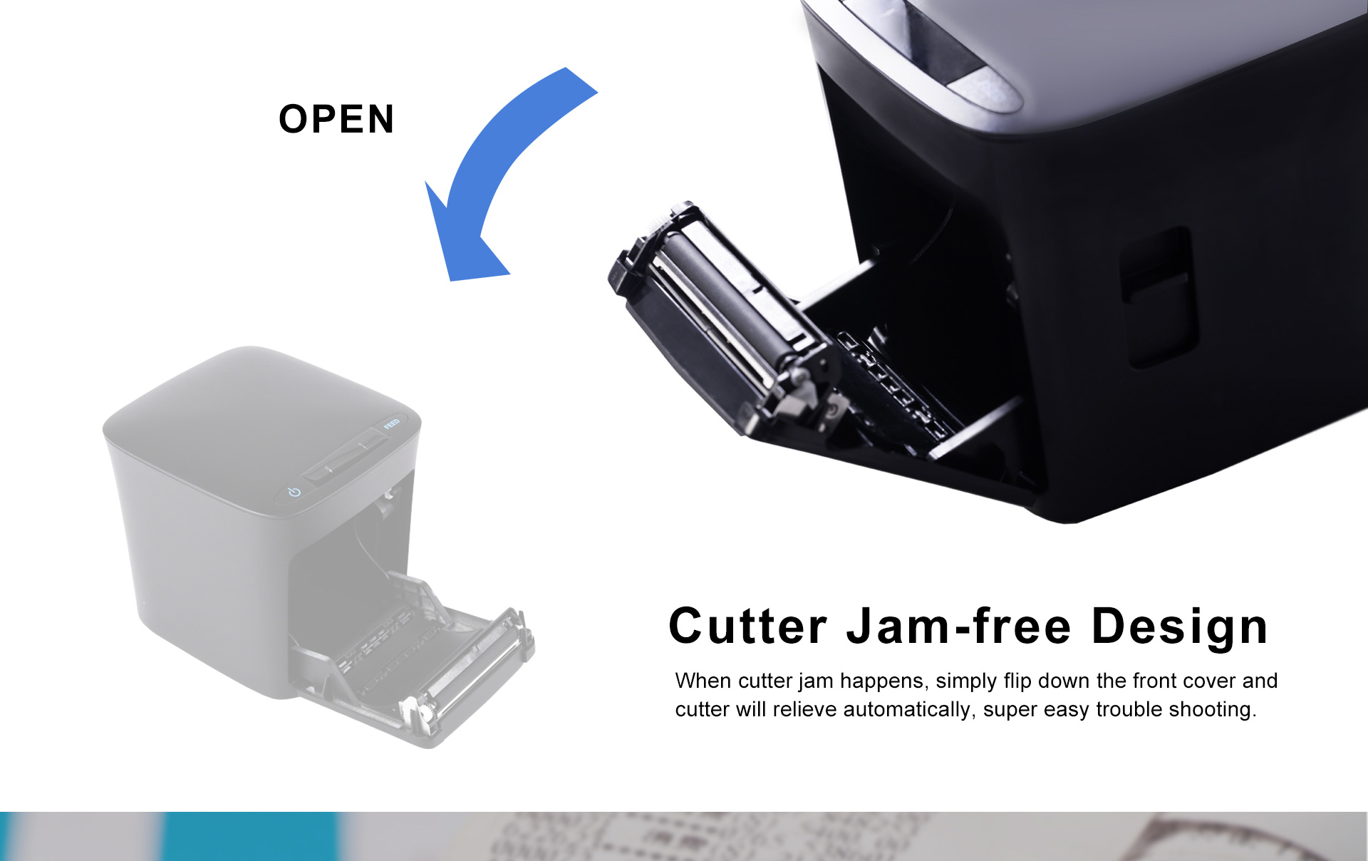 cutter jam-free pos printer