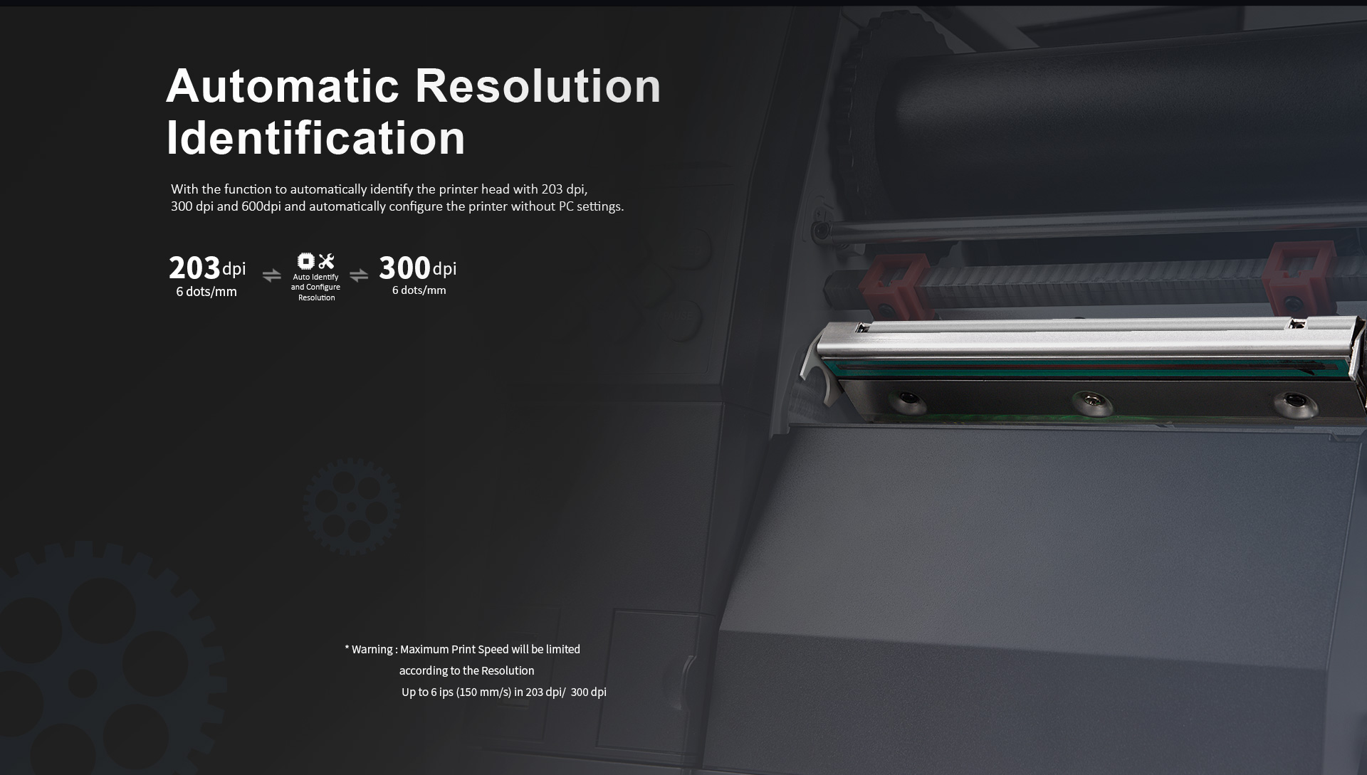Automatic resolution identification label printer