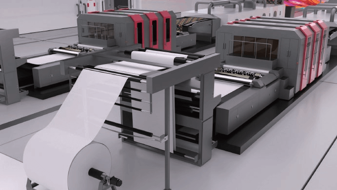 Fabric coming out of a high-speed textile printer