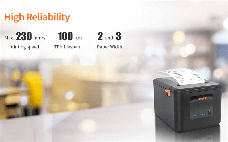 Receipt printer in a busy fast-food restaurant kitchen