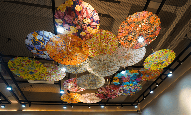 Colorful umbrellas as art