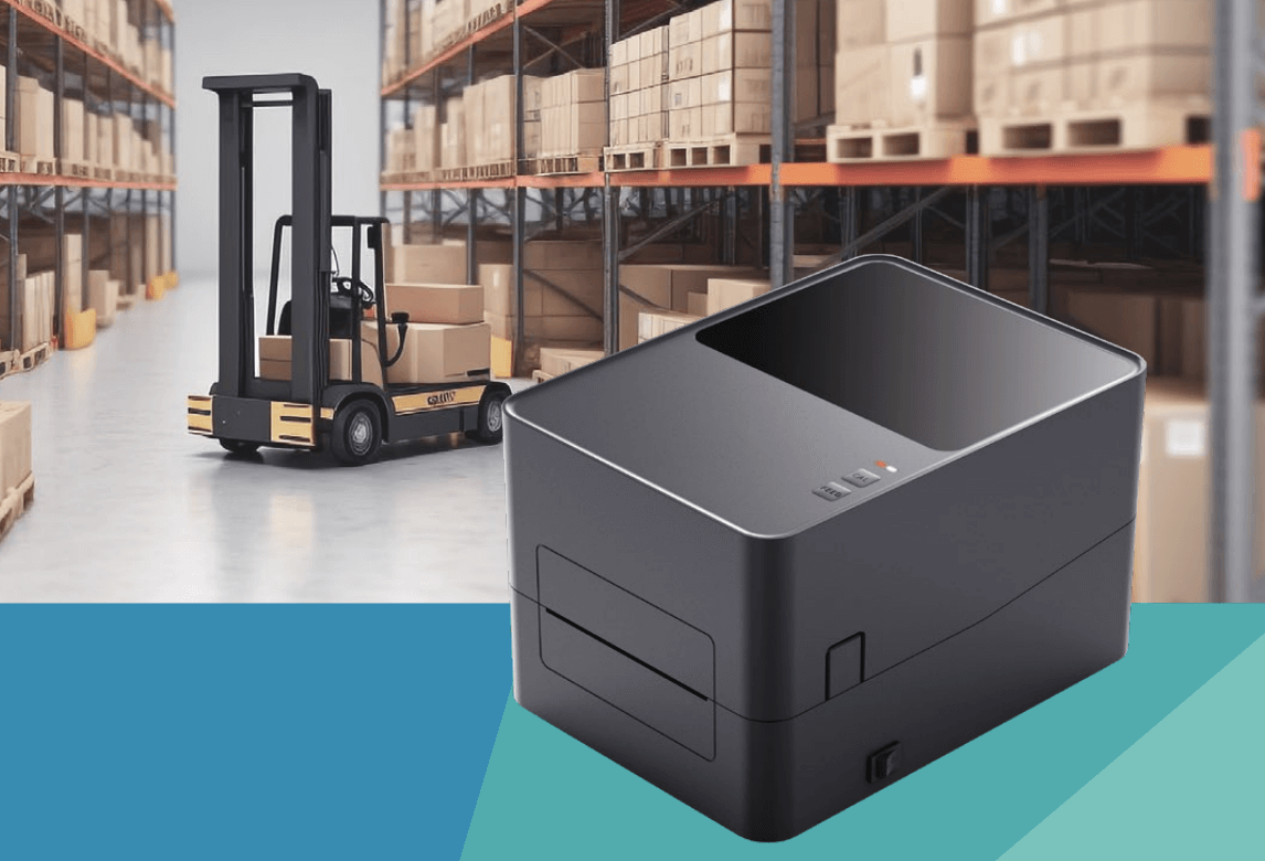 Warehouse with forklift and stacked boxes