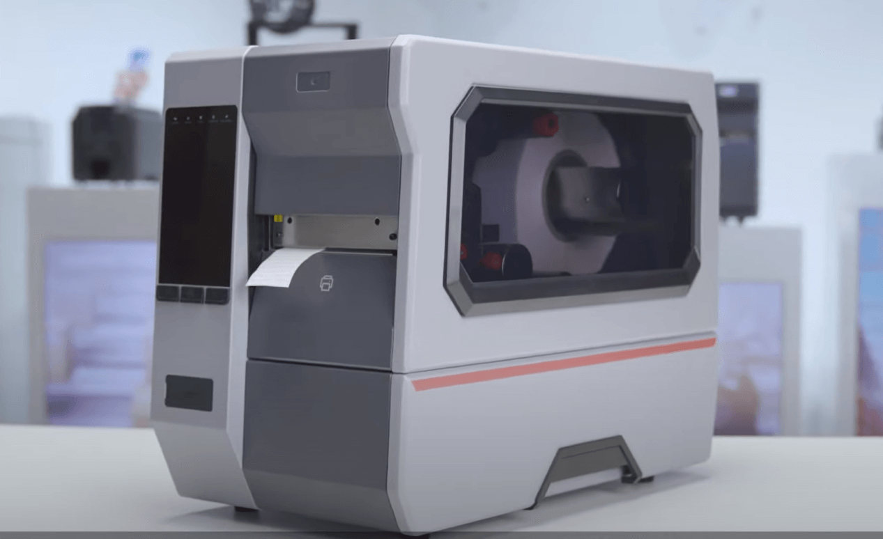 Inside mechanism of a roll label printer