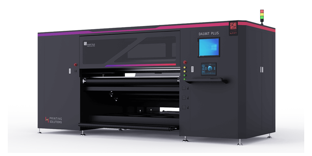 Dye-sublimation printer producing a vibrant design on transfer paper.