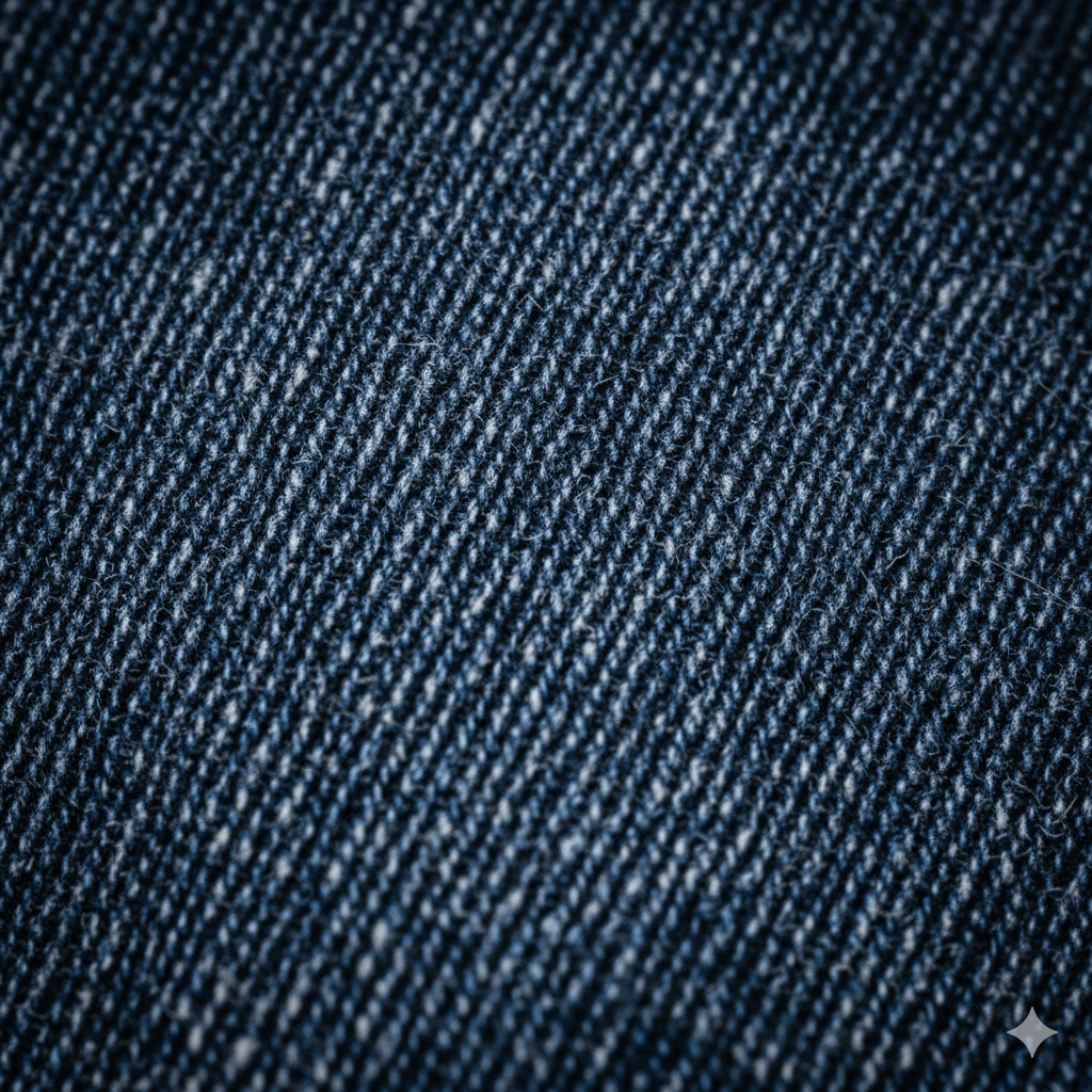 Close-up detail of a woven denim fabric