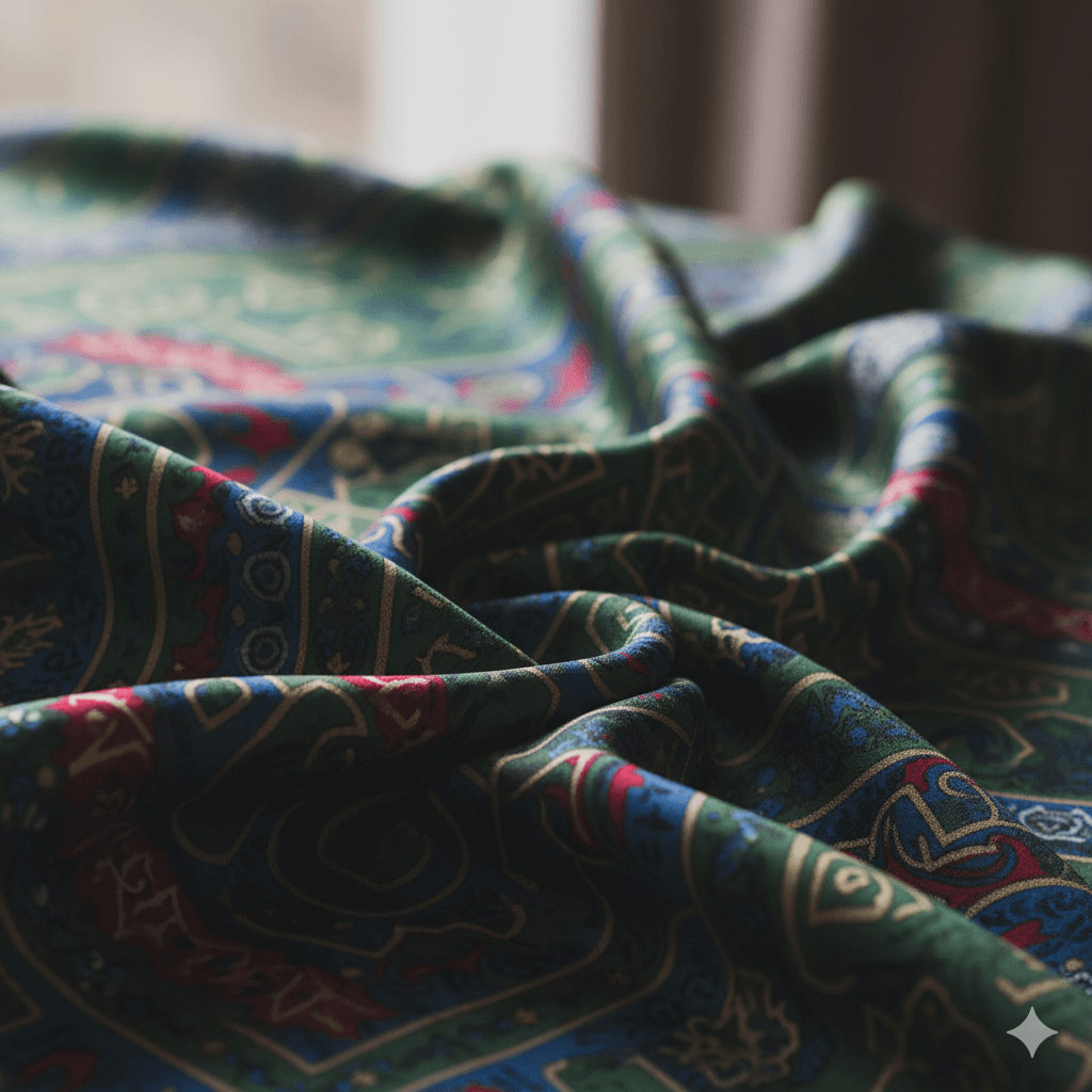Close-up of a luxurious, high-quality silk fabric