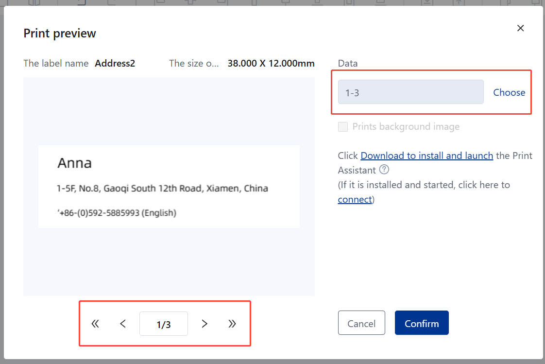 HereLabel print preview