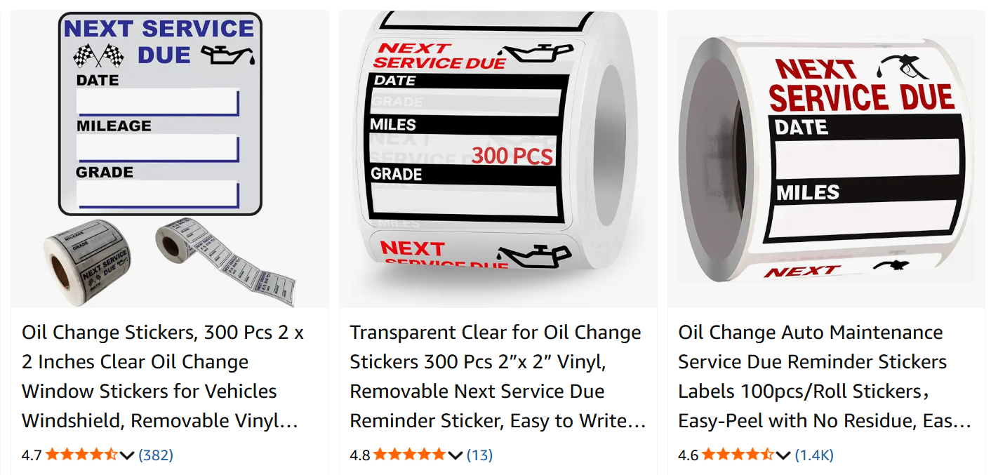 oil-change-sticker-sale-on-amazon