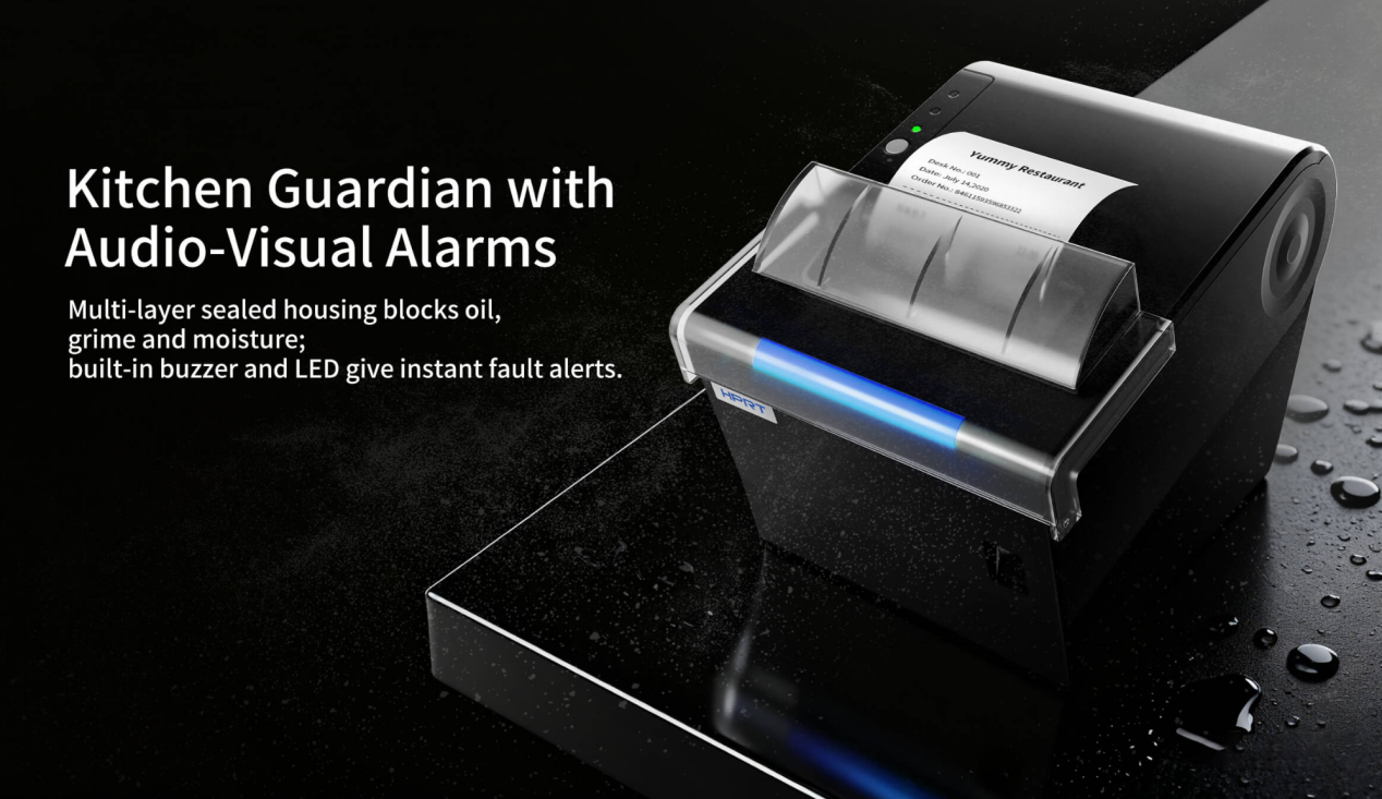 Audio visual alerts of kitchen printer