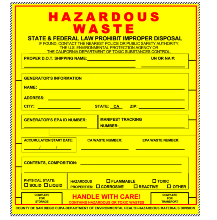 Hazardous waste label