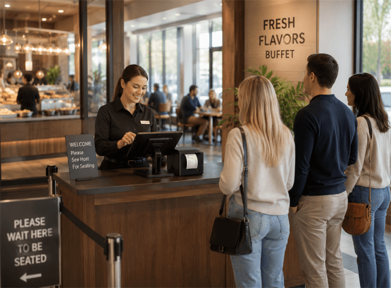 restaurant entry queue ticket printing