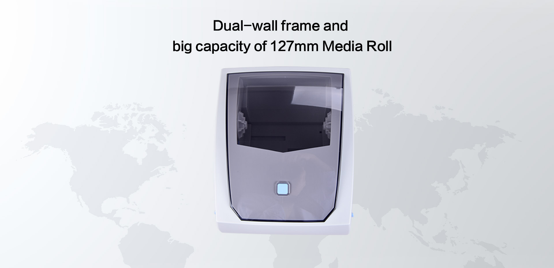 label printer with big paper roll container