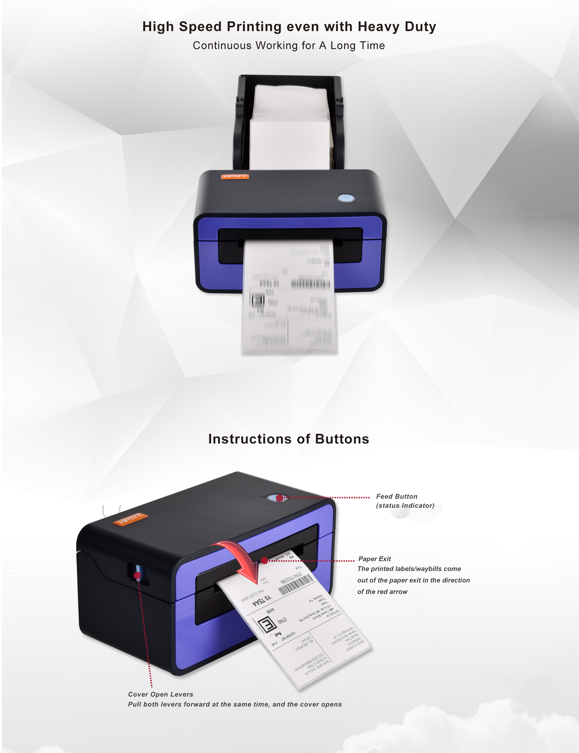 Customize 4 Inch Direct Thermal Shipping Label Printer SL42 Supplier HPRT