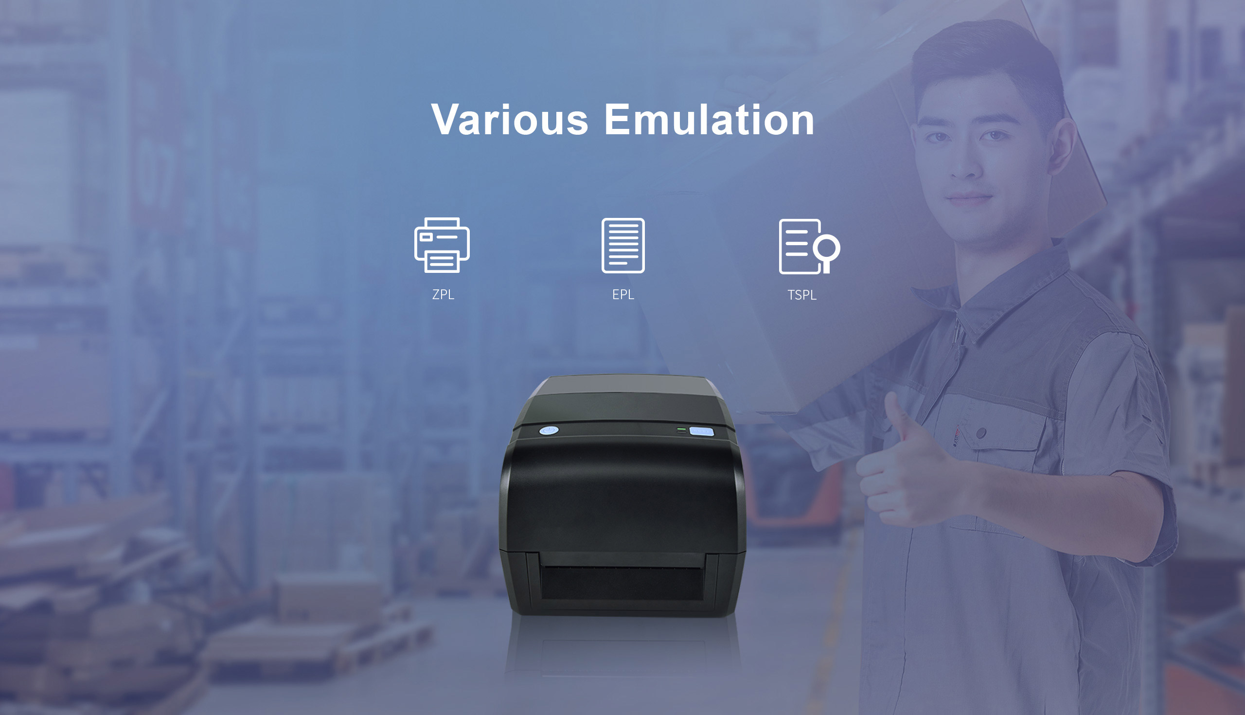 label printer with various emulation