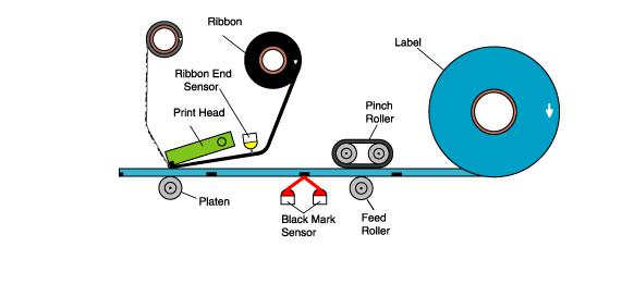 Schematic diagram of thermal transfer label printer