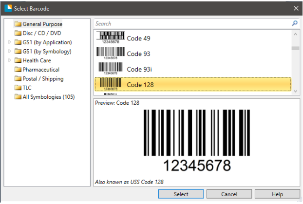 barcode style type