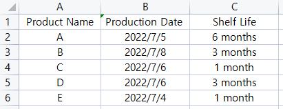 example of creating Excel worksheet