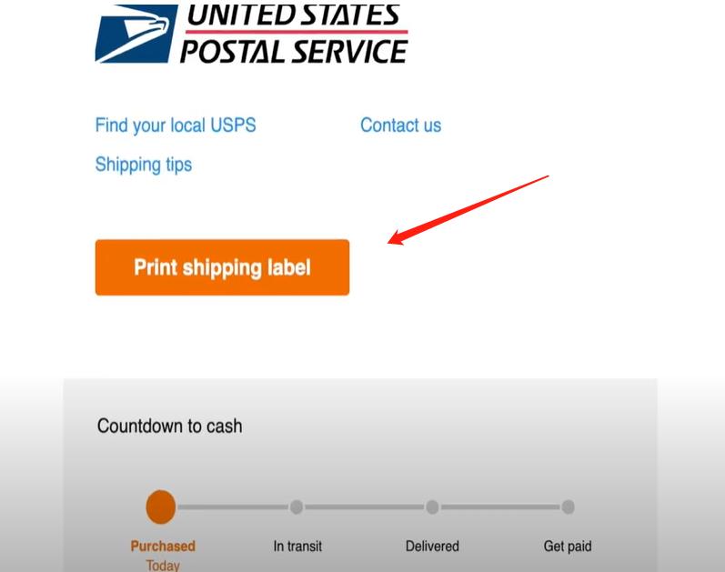 printing shipping label screenshot of Mercari