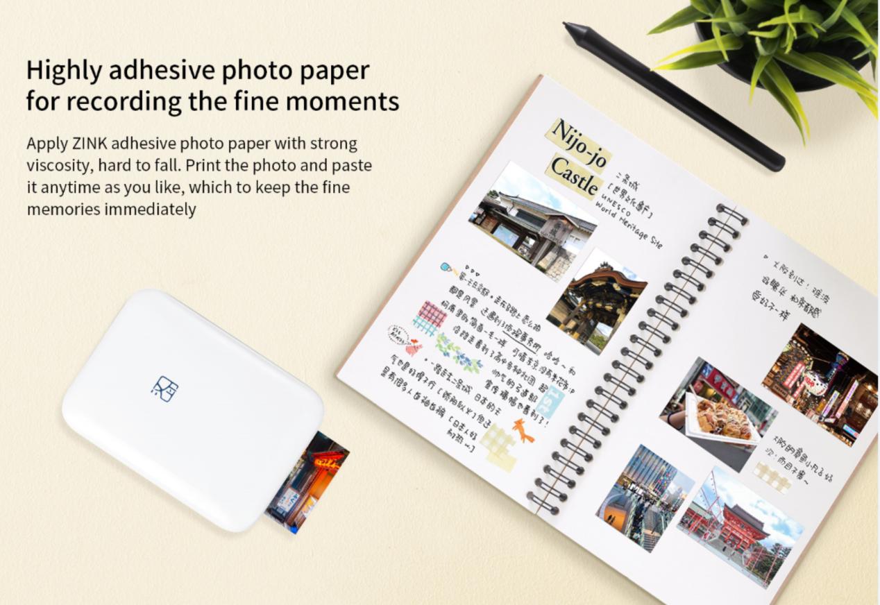 printed adhesive photos by the MT53 mini photo printer