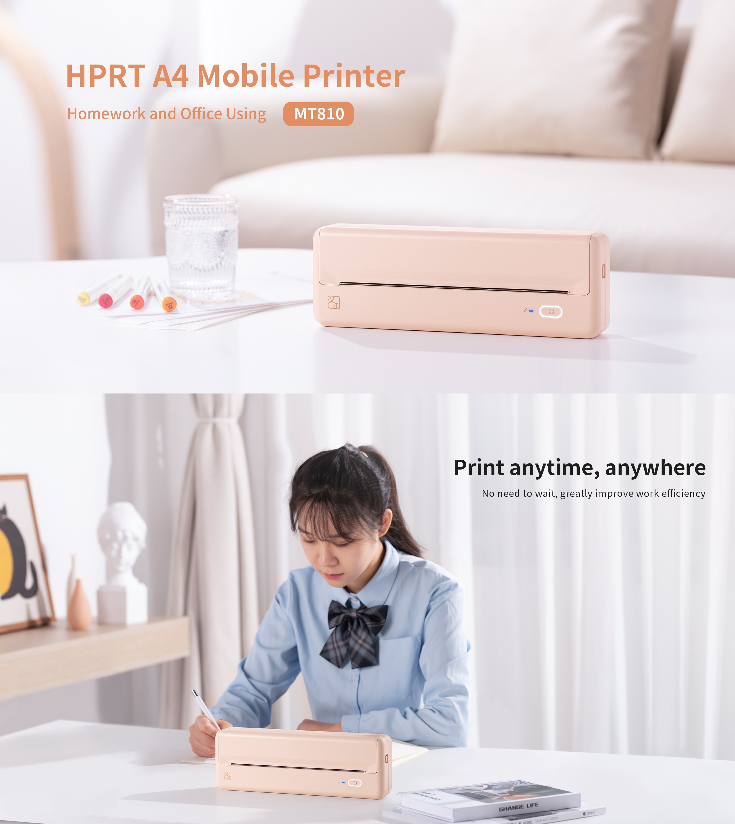 HPRT MT810 A4 Portable Paper Printer Thermal Printing Connect W8G3