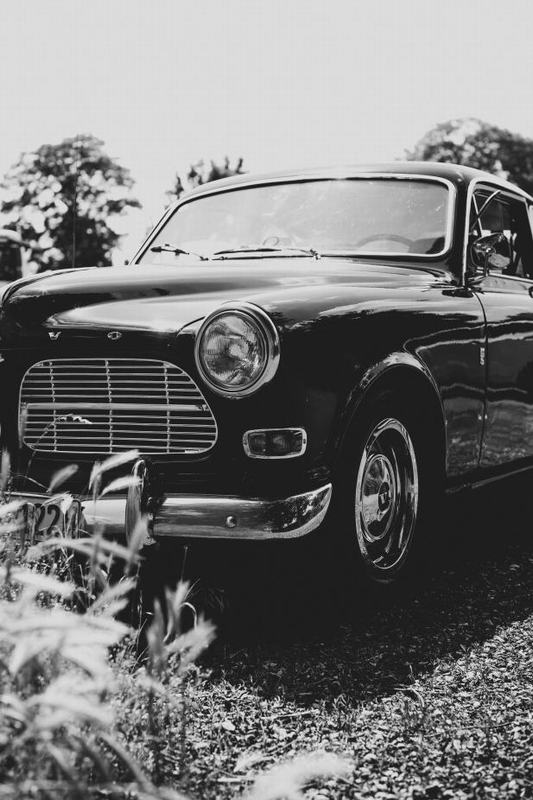 classic black and white photo of car