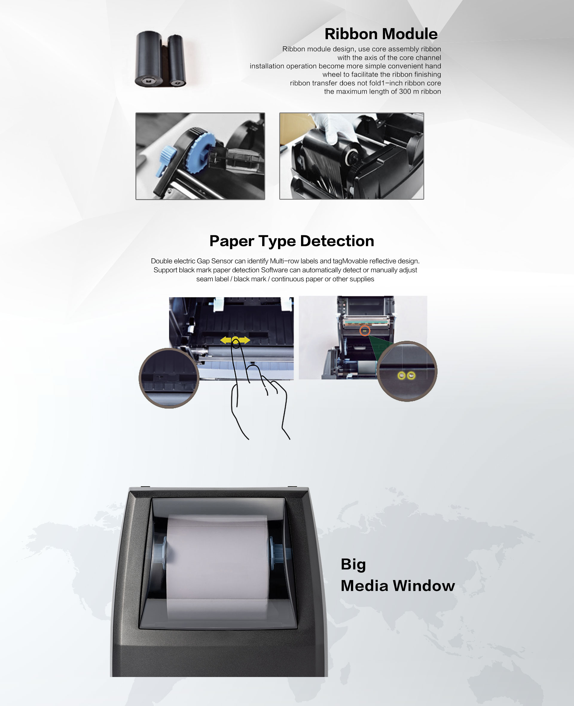 label printer roll module design