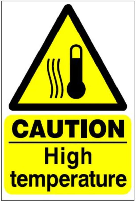 High temperature warning label