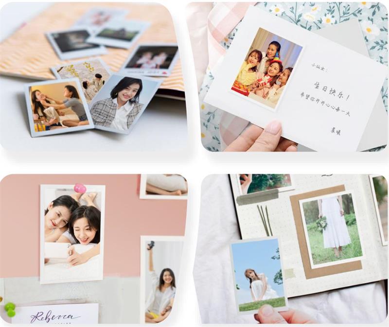 HPRT Z1 printed photos applied in photo albums photo walls and greeting cards.