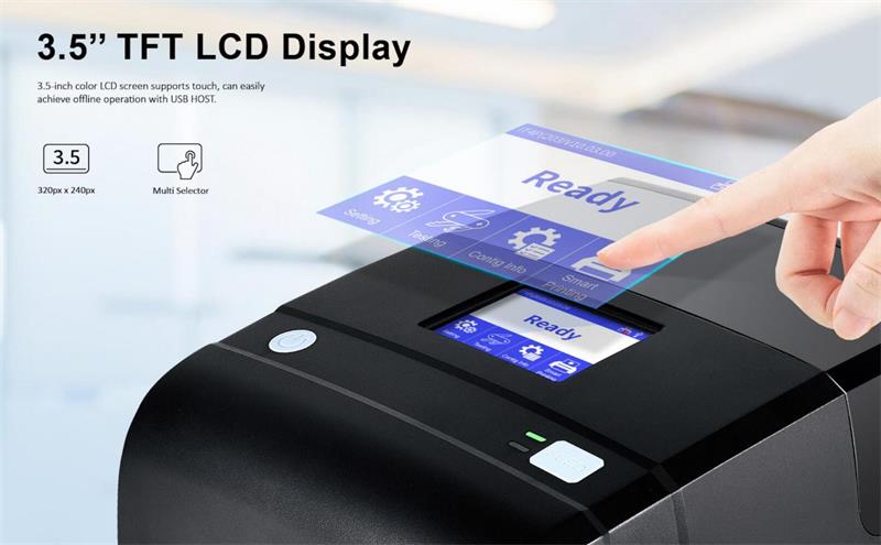 iT4R rfid barcode printer equipped with a 3.5 inch TFT LCD