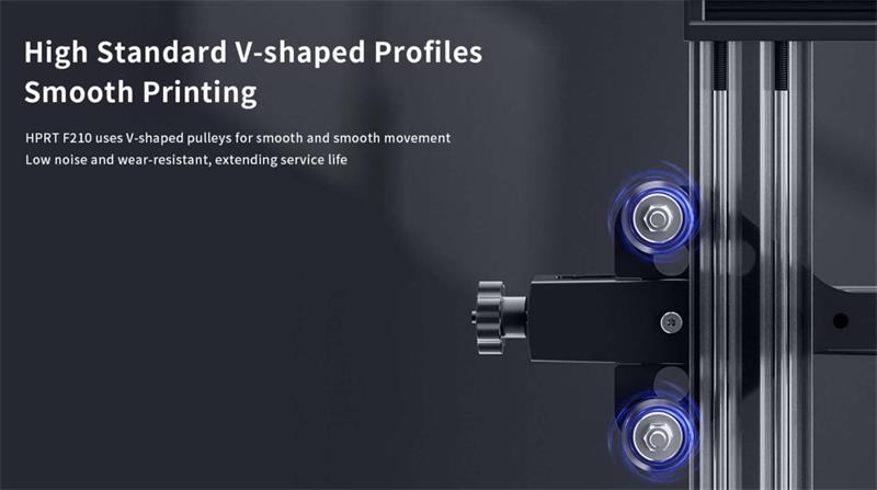 HPRT F210 FDM 3d printer equipped with V shaped pulleys