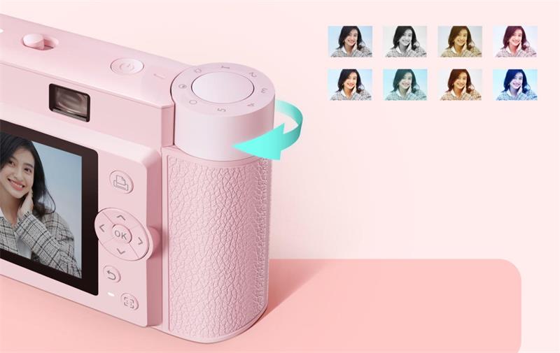 HPRT Z1 mini instant camera has a filter knob with eight settings