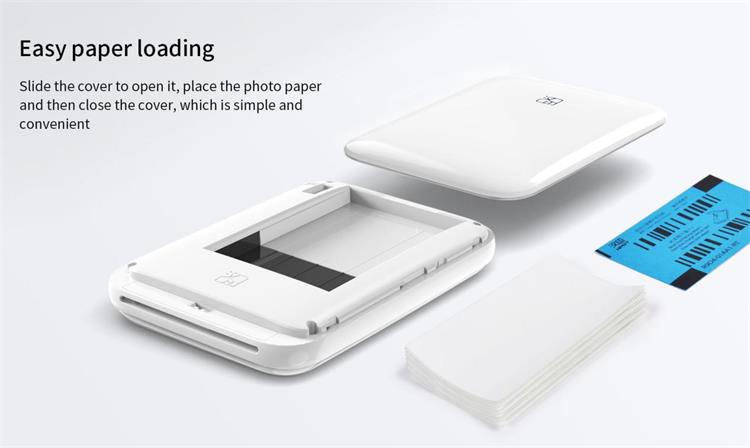 easy loading paper design of the MT53 mini photo printer