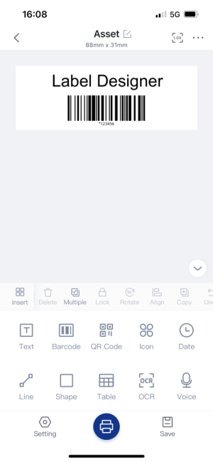 HPRT HereLabel app interface