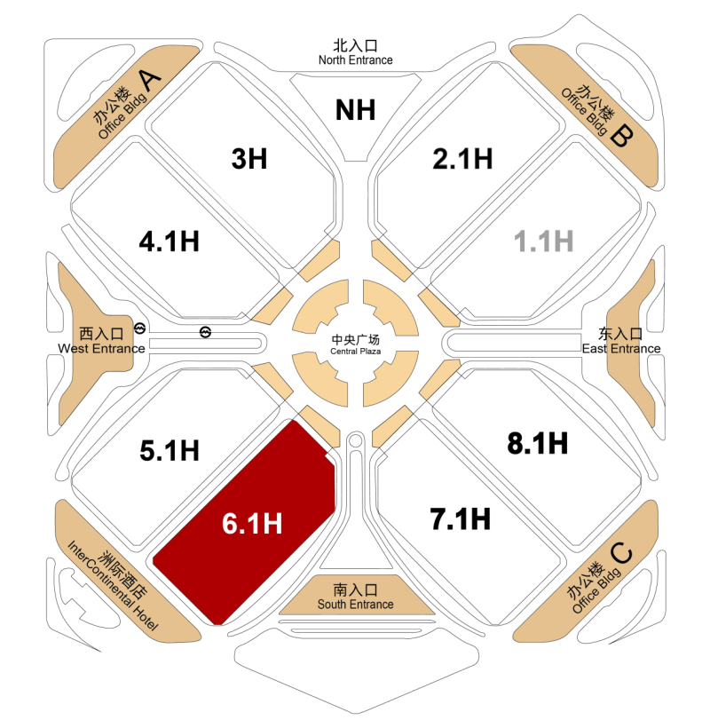 layout of the Shanghai National Exhibition and Convention Center