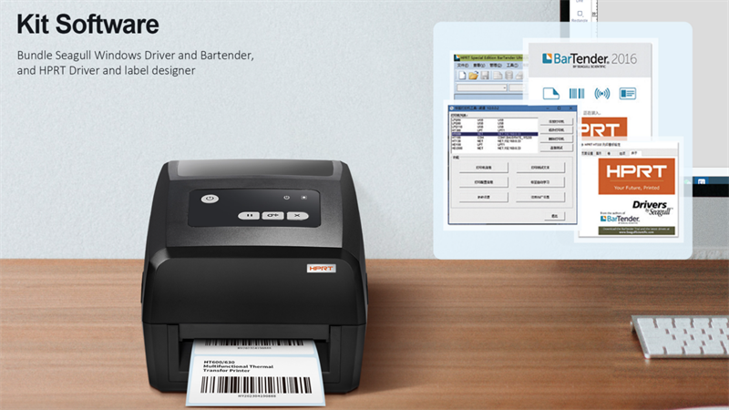 HPRT barcode printers paired with Bartender software